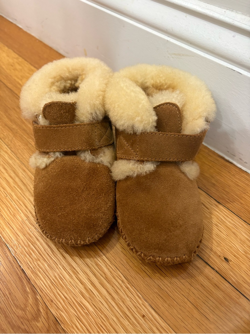L.L. Bean Kids Chestnut Shearling-Trim Suede Slippers